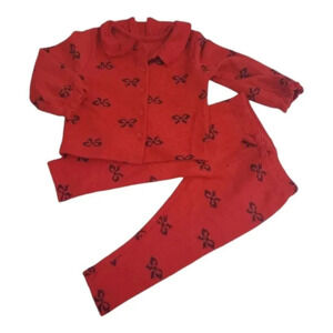 18M Red and Black Bow Cardigan Pant Set Unisex Kids Clothes Matching Holiday